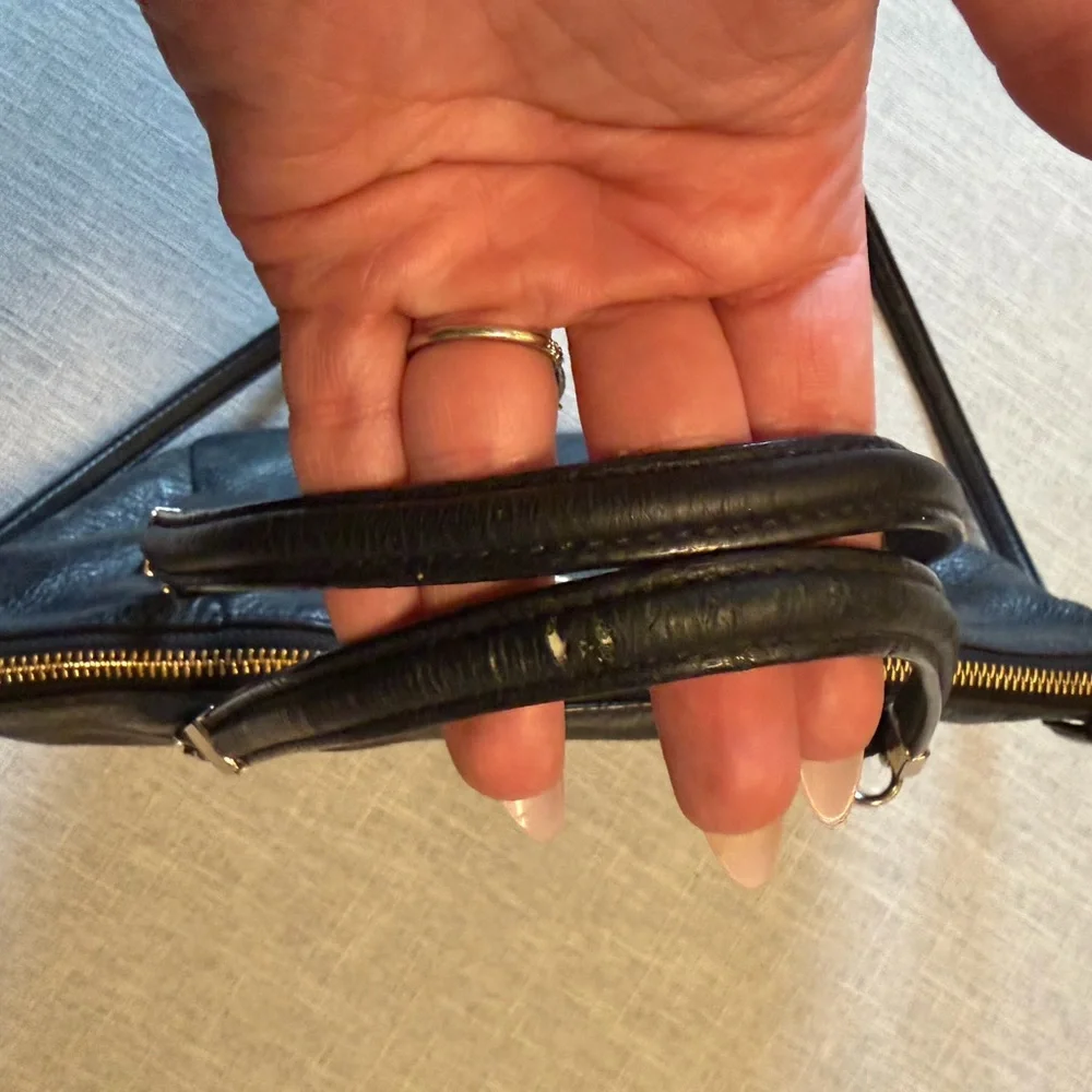 Coach Black Pebbled Leather Satchel Crossbody Bag Zip Top - Picture 12 of 13